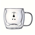 1pc Hand Wash Only Double-Walled Glass Bear Mug - Insulated for Hot/Cold Drinks, Lead-Free, Food Safe Glassware for Coffee, Tea, Whiskey - Versatile Use, Reusable, Elegant Design