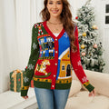 Maglione natalizio con maniche lunghe e lavorazione a maglia, stile cappotto, marca Valstrend Shop, ideale per il periodo festivo