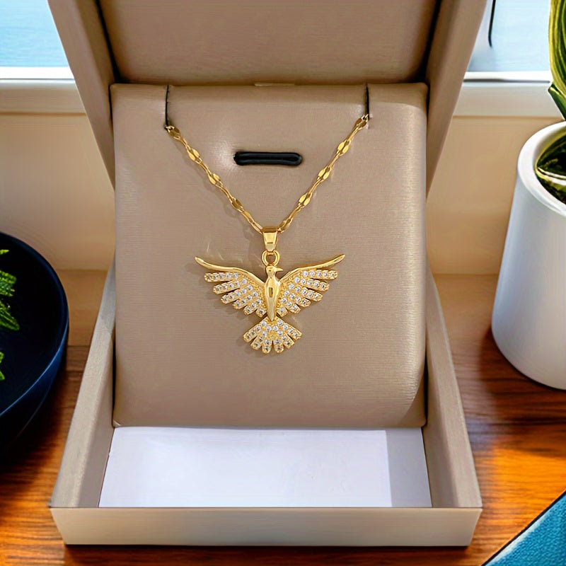 Collana con pendente a forma di uccello Phoenix in acciaio inossidabile, gioiello da donna per feste Halloween e Natale.