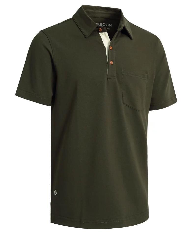 Maglia polo da uomo Valstrend con elementi di moda personalizzati, stampa 3D, tre bottoni e tasca a scomparto, stile elegante e casual