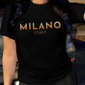 T-shirt donna Valstrend Milano con stampa lettera, manica corta, casual, ideale per primavera e estate.