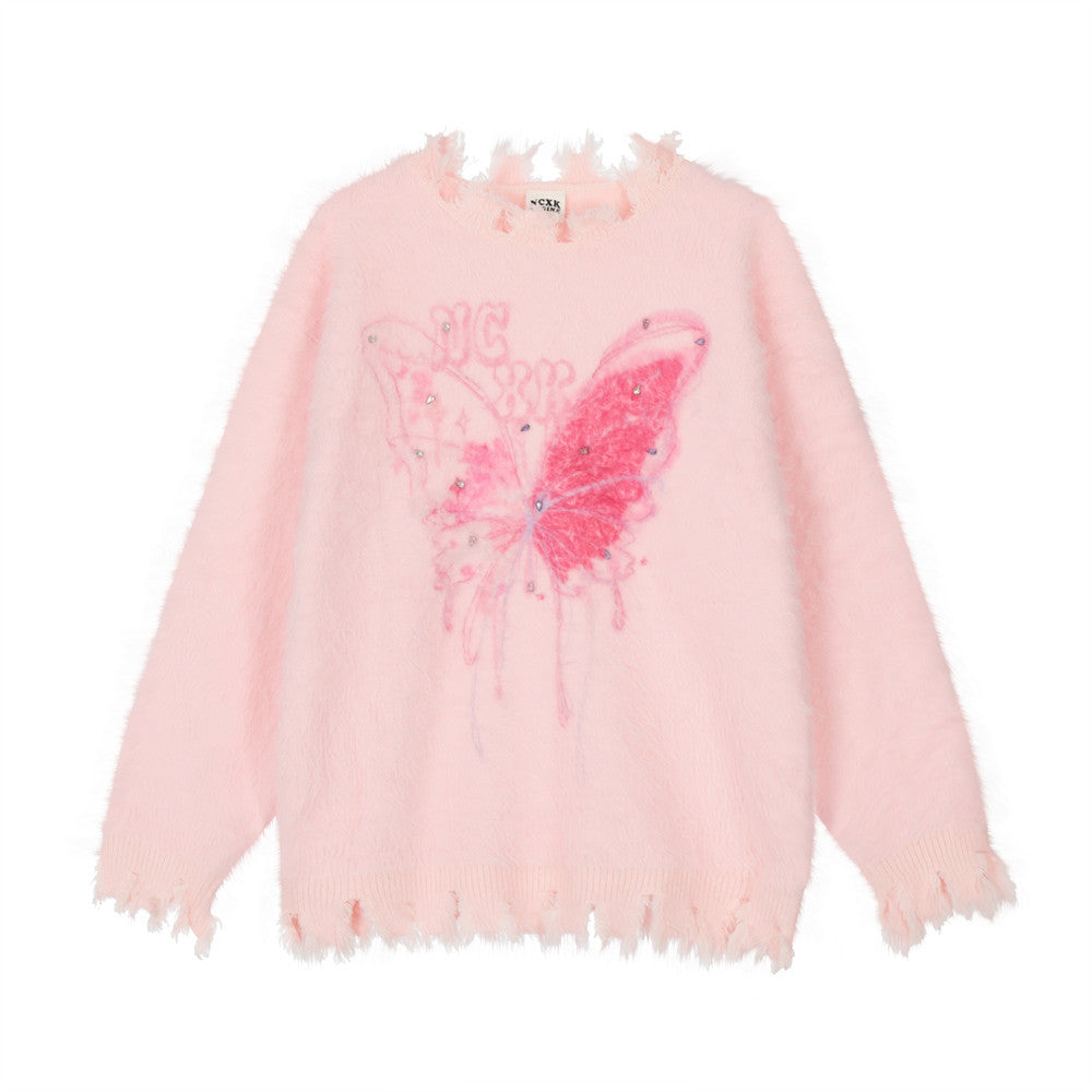 Maglione da uomo Valstrend con farfalle in strass e dettagli moda, tessuto morbido e stile elegante.