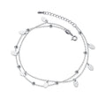 Cavigliera Valstrend in argento 925 a doppio strato con perline lucide e ovale, stile semplice ed elegante