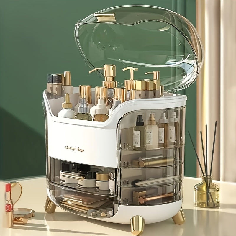 Organizzatore multi-strato Valstrend per cosmetici e gioielli, con cassetti regolabili, bianco e verde, ideale per bagno, camera o scrivania.