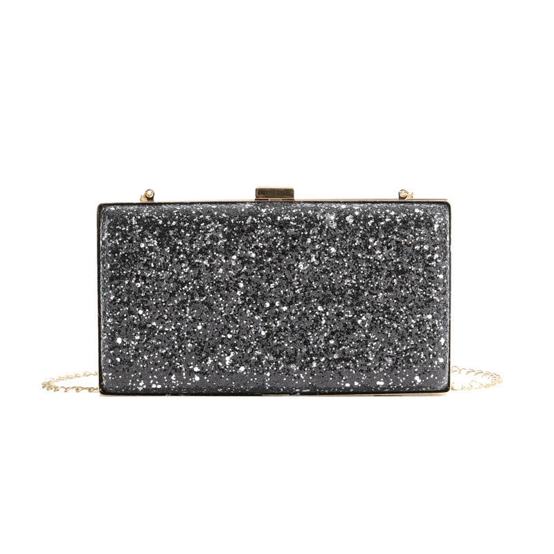 Borsa a tracolla Valstrend Shop per cena autunno e inverno, con catena personalizzata, dettagli di paillettes e forma a scatola per donna.