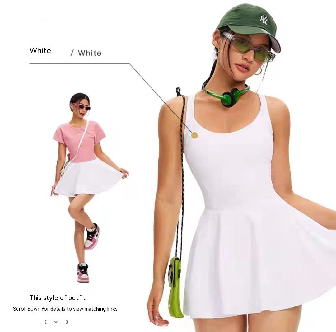 Gonna sportiva da donna Valstrend, gonna tennis slim fit con shorts antispogliamento e vestito one-piece con rete e supporto fitness
