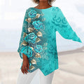 Maglietta femminile a maniche lunghe con stampa irregolare e design originale, marca Valstrend shop.