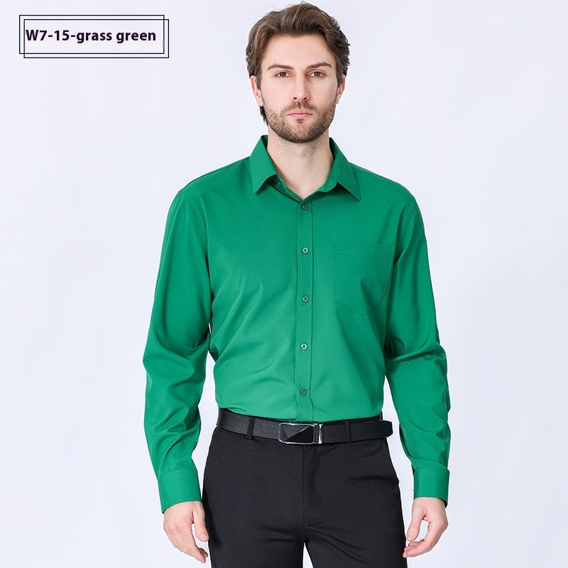Camicia da uomo Valstrend, stile minimalista e professionale, a maniche lunghe, stretch, senza stiratura, ideale per lavoro.
