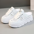 Scarpe casual Valstrend con suola platform con forature estive, tallone rialzato e insole per taglie forti, tessuto intrecciato.