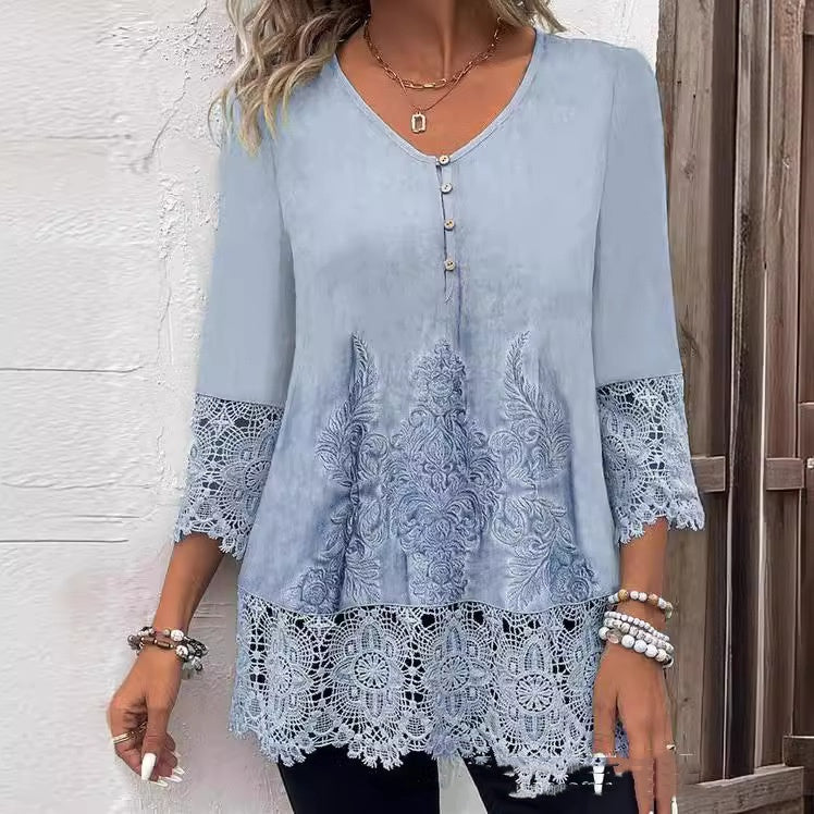 Maglietta femminile Valstrend con maniche corte e dettagli traforati, perfetta per look estivi e vacanze.