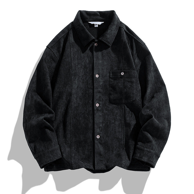 Solid Color American Retro Velvet Shirt Men's Long Sleeve Couple Shirt Coat