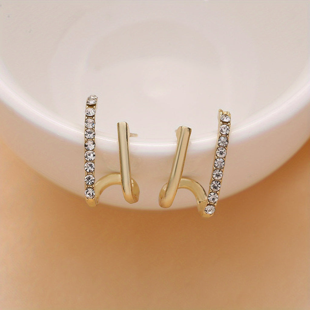 Creative Golden Claw Design Shiny Rhinestone Inlaid Dangle Earrings Elegant Simple Style Jewelry Delicate Female Gift
