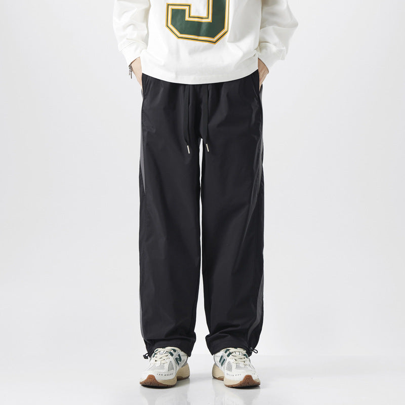 Pantaloni sportivi e ricamati Valstrend, pantaloni larghi a righe colorate, stile retrò, outdoor tecnici, gamba dritta.