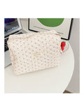 Beauty case Valstrend New Ins Cream, spazioso, portatile con scomparti, per cosmetici e prodotti di bellezza femminili.