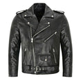 Giacca casual in pelle da uomo per moto, stile valstrend, con dettagli in pelle marrone e chiusure robuste, ideale per look motociclistici.