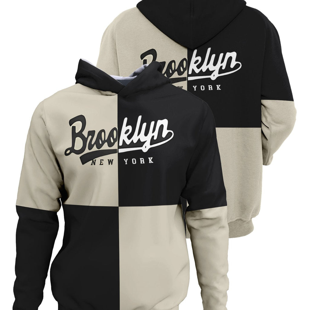 Felpa con cappuccio Valstrend Brooklyn New York con stampa 3D digitale, tessuto misto poliestere e spandex, vestibilità regolare, sportiva