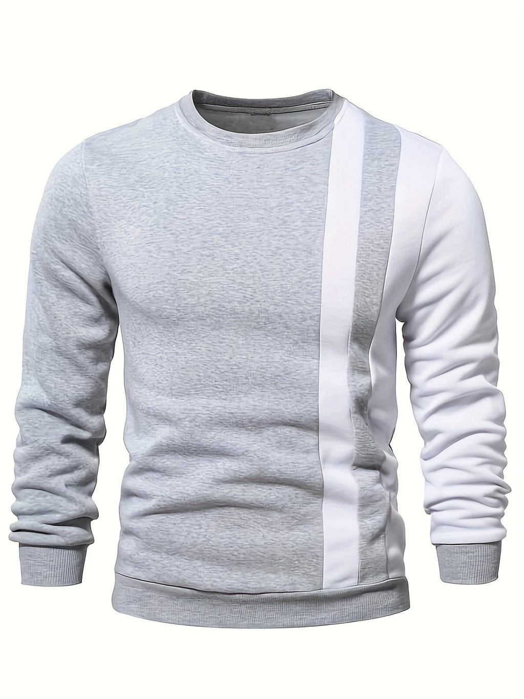 Felpa color block trendy da uomo Valstrend, casual con collo rotondo, design creativo per autunno e inverno, abbigliamento uomo.