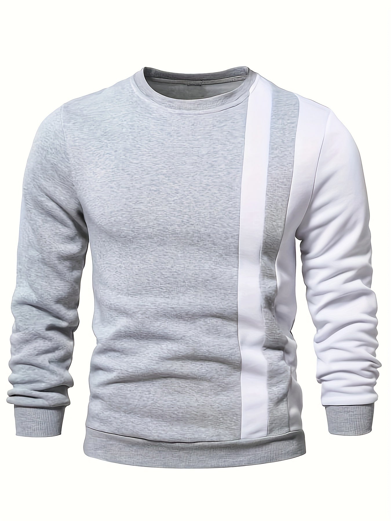 Felpa color block trendy da uomo Valstrend, casual con collo rotondo, design creativo per autunno e inverno, abbigliamento uomo.