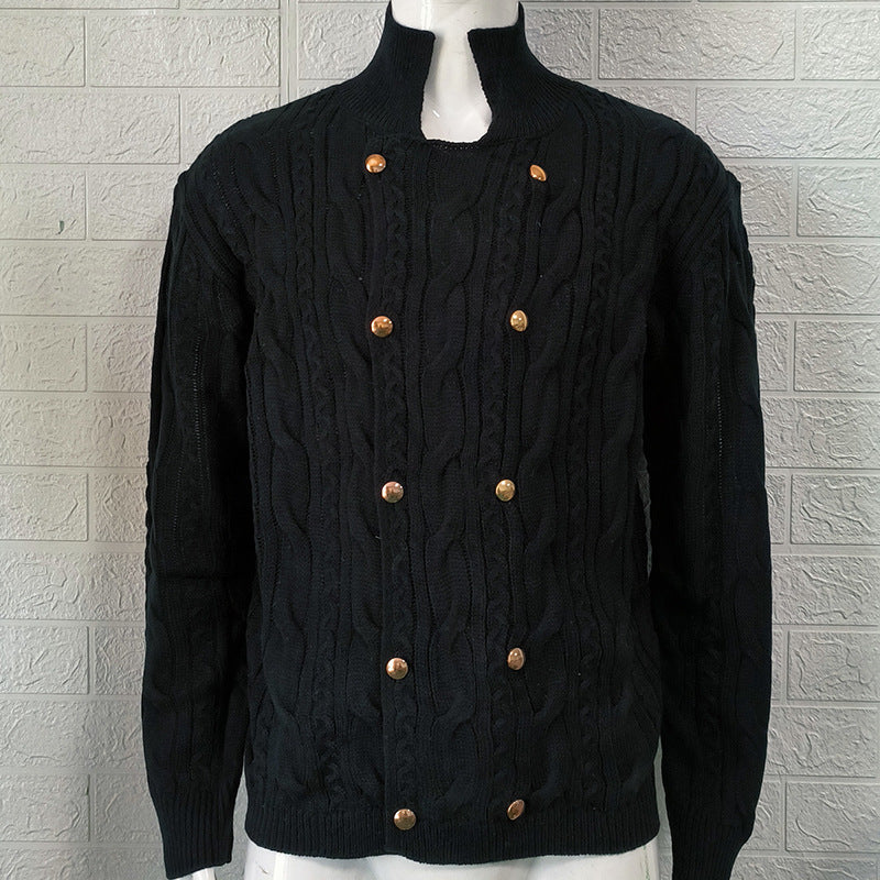Maglione da uomo Valstrend in maglia doppio petto con colletto half color, colore unito, stile classico e caldo.
