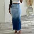 Women's Clothing Fashion Slit Tassel Denim Skirt