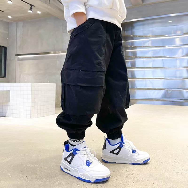 Pantaloni cargo da ragazzo Valstrend, primavera e autunno, multiborsa, pantaloni casual con tasche multiple, tessuto resistente