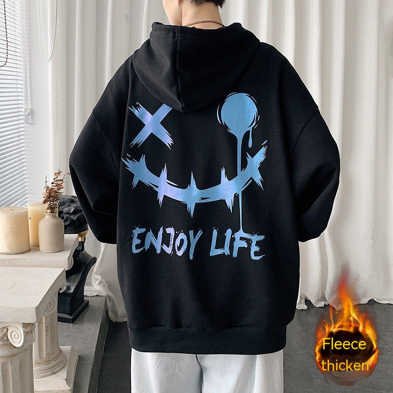 Maglione con cappuccio caldo per uomo, taglia grande, interno in fleece, marca Valstrend, ideale per l'inverno.
