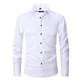 Men's Long-sleeved Fashion Shirt Top Slim Solid Color Stretch Shirt