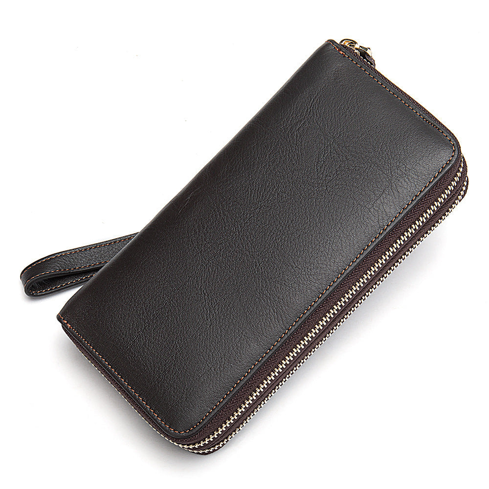 Portafoglio uomo Valstrend con doppia zip, in pelle di prima qualità, grande capacità e design elegante e resistente.