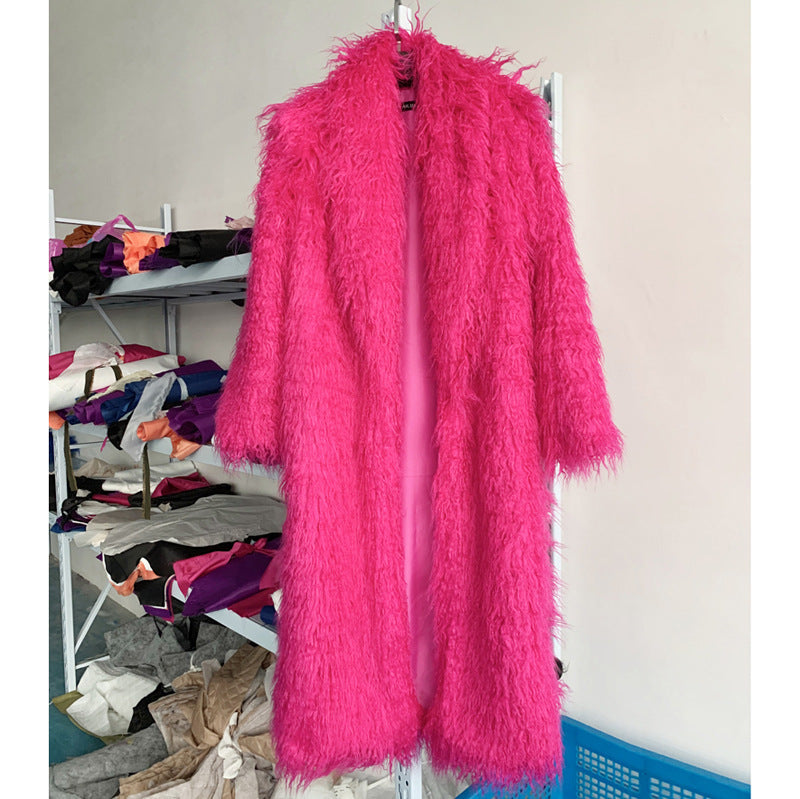 Cappotto in pelle e pelliccia da donna Valstrend, elegante e caldo, ideale per l'inverno, con dettagli in pelliccia e design alla moda.