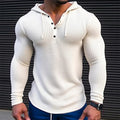Maglietta casual da uomo Valstrend con maniche lunghe, tessuto a nido d'ape, stile vacation e moda quotidiana.