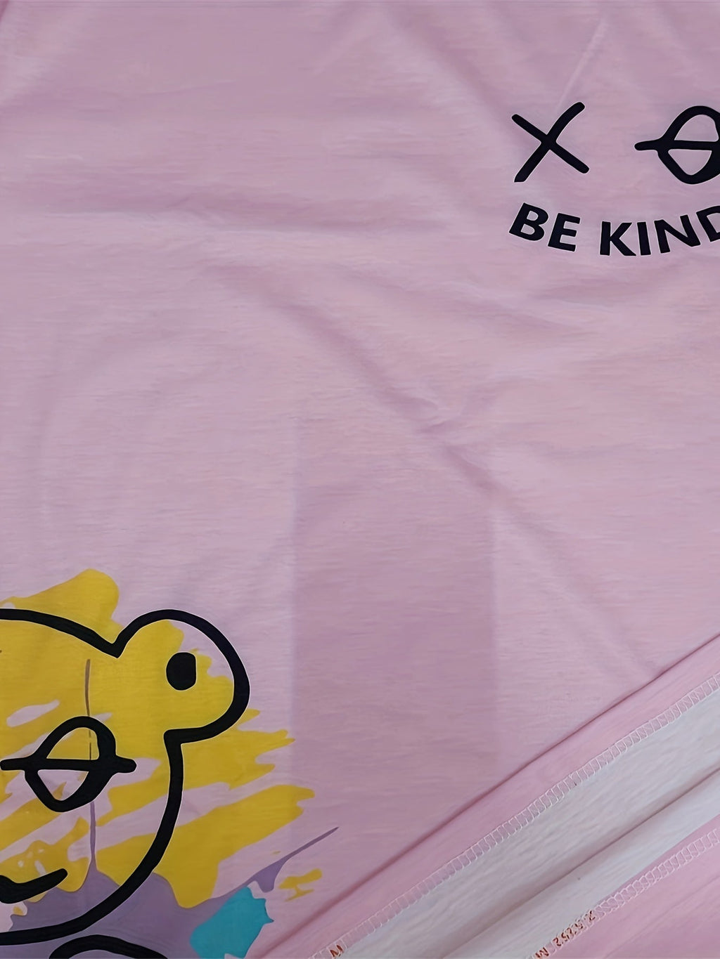 Men's Summer Casual Crew Neck T-Shirt with Cartoon Print and Positive Message, 100% Polyester Regular Fit Short Sleeve Tee for Daily & Casual Wear