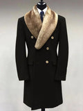 Cappotto casual da uomo Valstrend in lana con colletto polo, colore solido, lunghezza media e tasche, perfetto per autunno e inverno