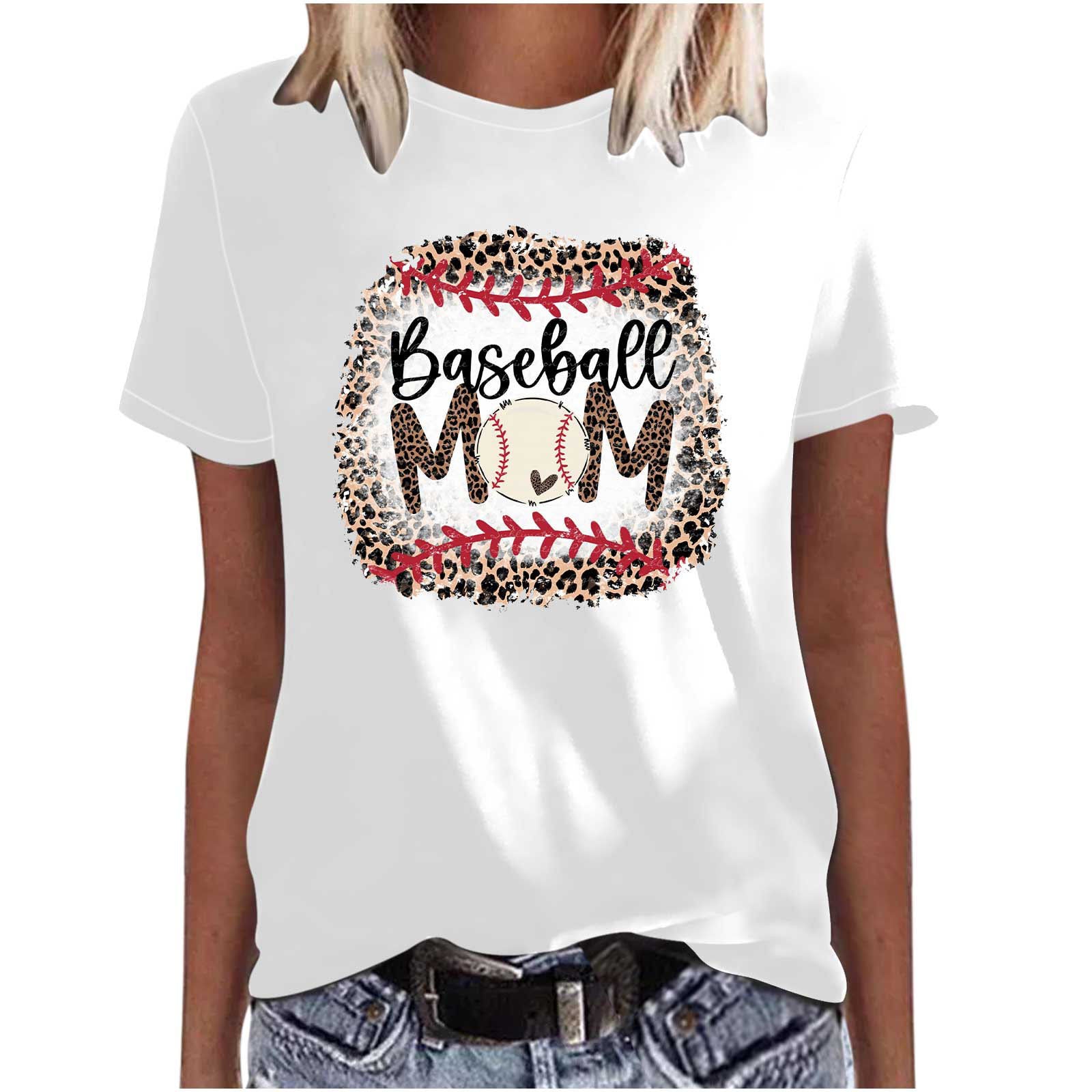 Mother's Day Baseball Women's Various Styles Loose-fitting Pullover Round-neck Short-sleeved T-shirt