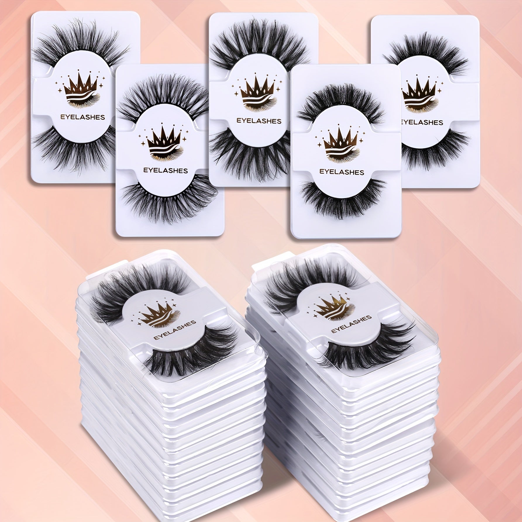 Set di 20 paia di ciglia finte in mink sintetico Valstrend, stile naturale, effetto 3D cat eye, morbide e voluminose.