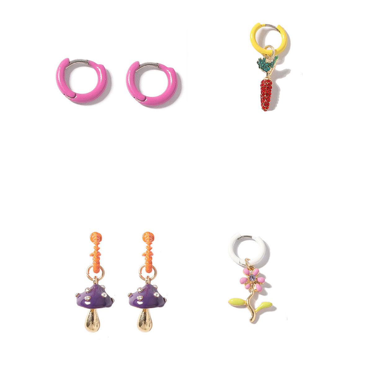 Set di sei orecchini alla moda Minority Fashion di Valstrend, vari modelli trendy e colorati visibili nell'immagine.