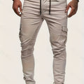 Jeans slim fit da uomo in denim elastic con tasche multiple, stile casual e resistente, lavabile in lavatrice, adatti a tutte le stagioni.