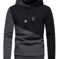 Men's Stylish Plaid Pattern Hoodie, Casual Slightly Stretch Breathable Long Sleeve Hooded Sweatshirt For Outdoor Activities