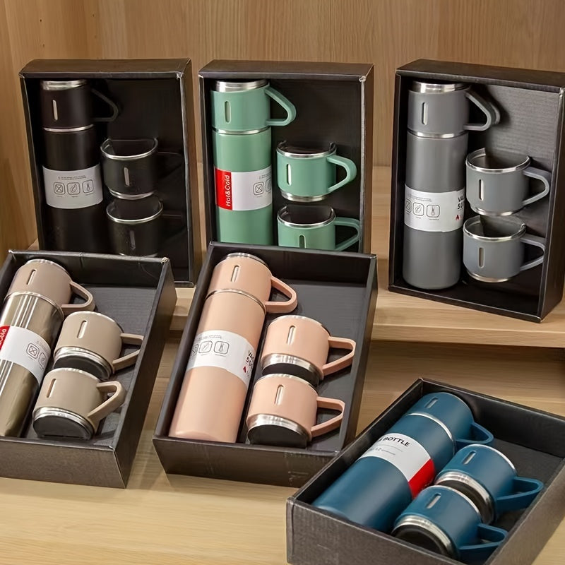 Tazza in acciaio inossidabile con tre coperchi, isolamento a vuoto, portatile, per viaggio, mantiene bevande calde o fredde, senza perdite