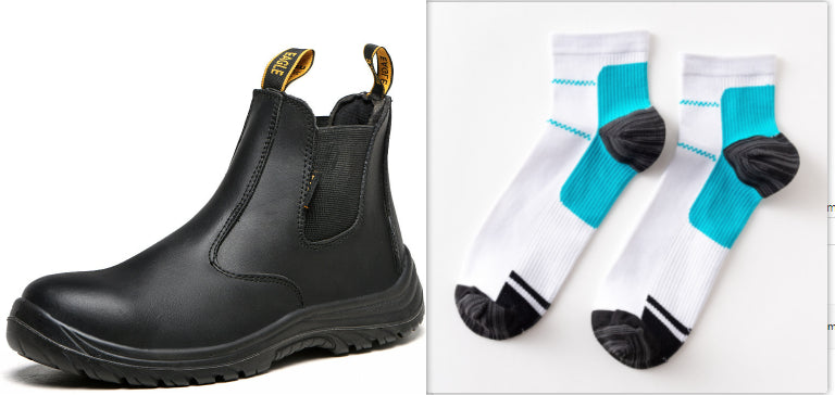 Scarpe da lavoro in pelle Valstrend, stivali di sicurezza resistenti con suola antiscivolo e protezioni robuste per uso professionale.
