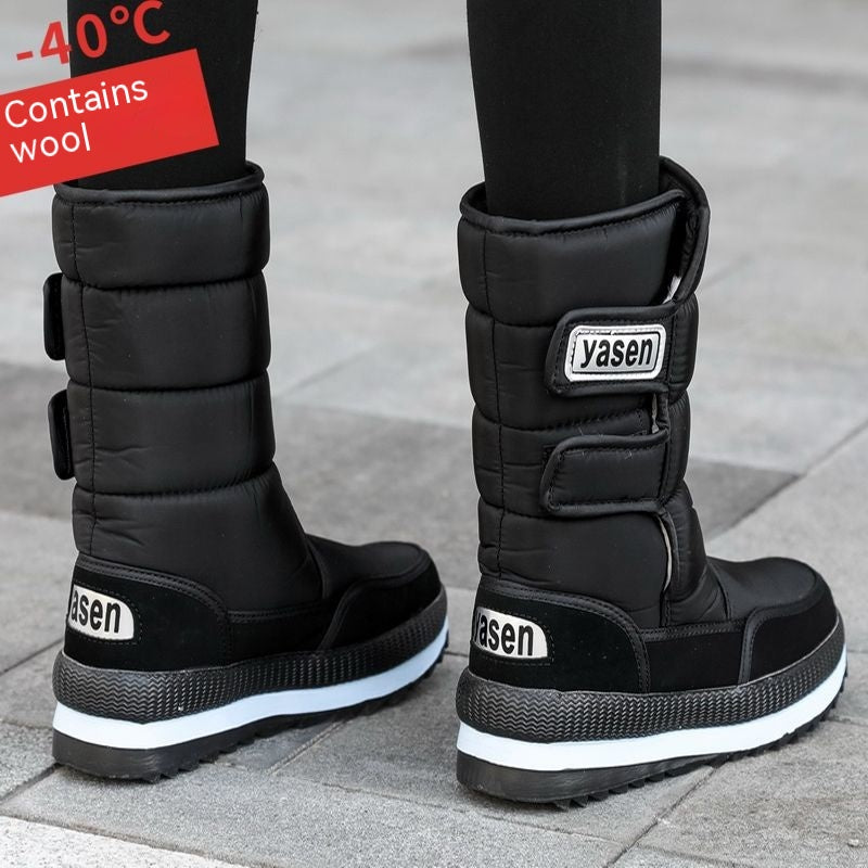 Scarpe impermeabili e antiscivolo in cotone imbottito, stivali alti fino a metà polpaccio, marca Valstrend.