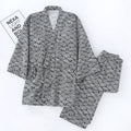 Cotton Double-layer Pajamas Striped Japanese Lace-up Suit