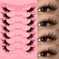 7 Pairs of Transparent Stem Half Eye False Eyelashes Cross Fluffy Natural Comfortable All-Match Imitation Mink False Eyelashes