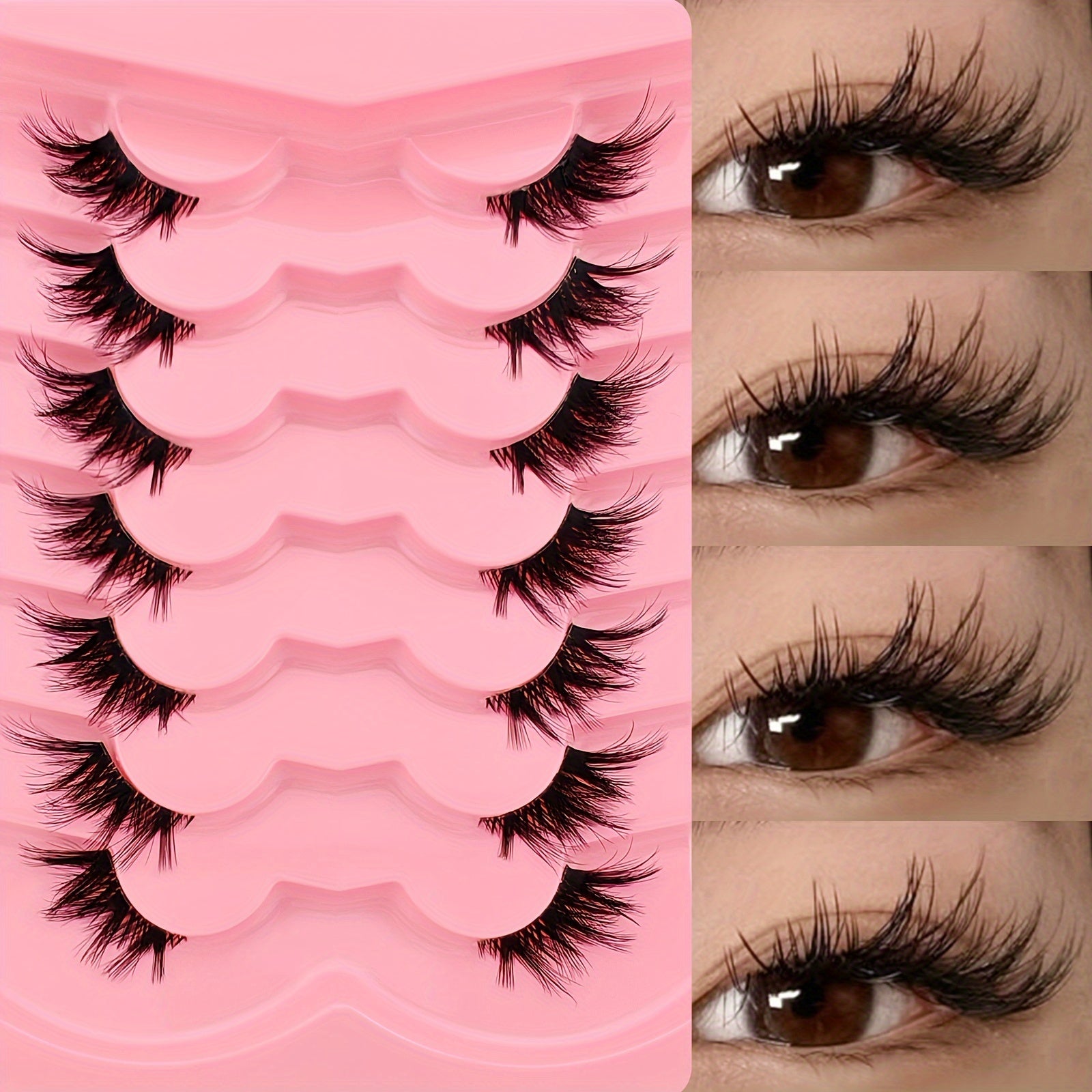7 Pairs of Transparent Stem Half Eye False Eyelashes Cross Fluffy Natural Comfortable All-Match Imitation Mink False Eyelashes