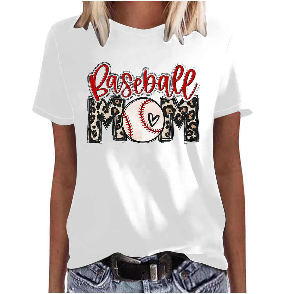 Mother's Day Baseball Women's Various Styles Loose-fitting Pullover Round-neck Short-sleeved T-shirt
