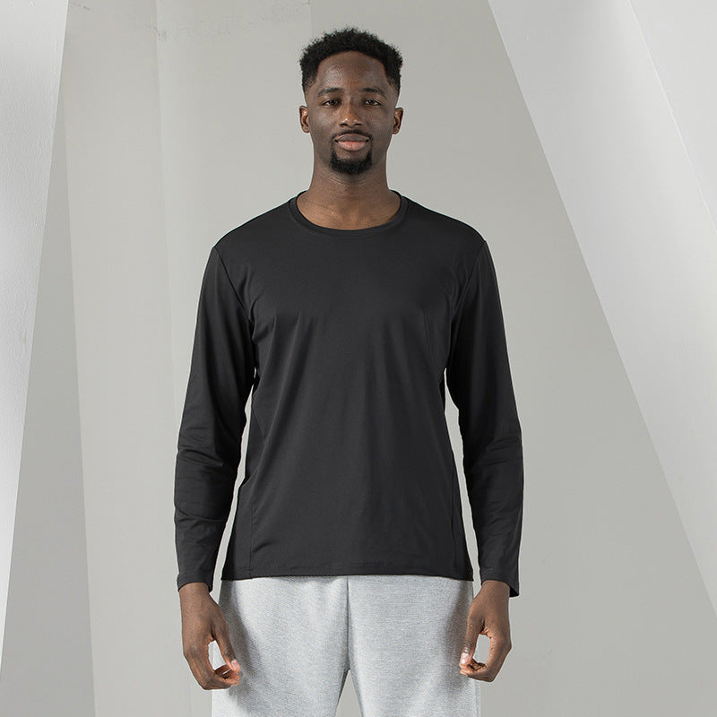 Maglietta sportiva a maniche lunghe Valstrend, traspirante, elasticizzata e a tinta unita per fitness e casual autunno-inverno