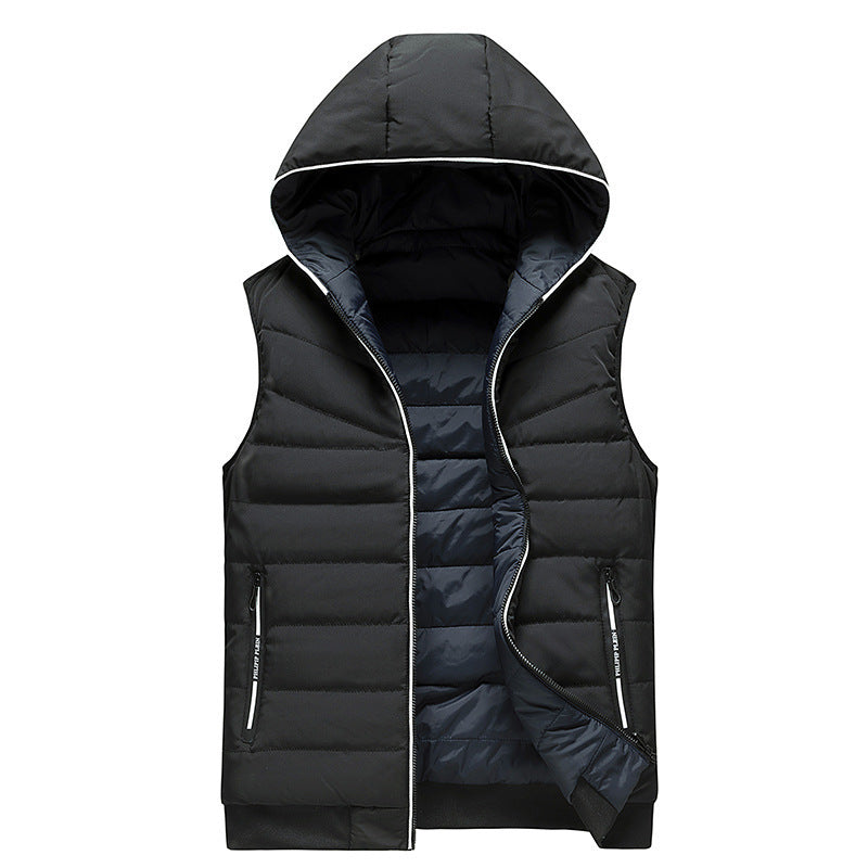 Gilet casual da uomo in cotone con cappuccio, vestibilità comoda e stile semplice, marchio Valstrend shop.