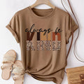 T-shirt donna Valstrend con stampa lettera, maniche corte, collo rotondo, perfetta per primavera ed estate, abbigliamento casual