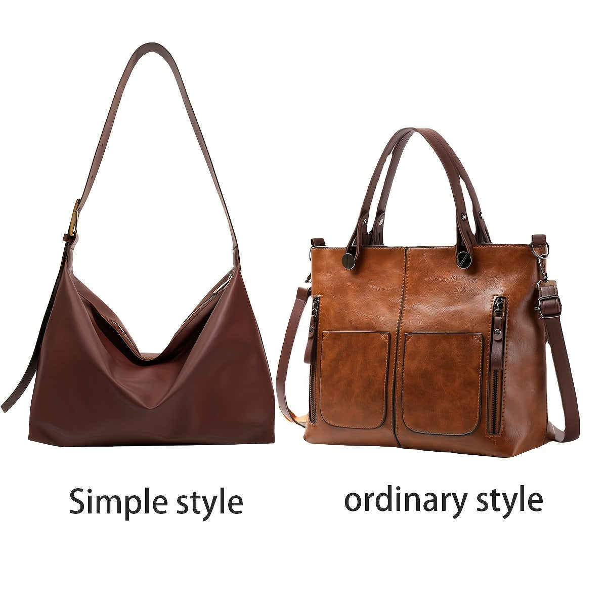 Borsa tote grande Valstrend in imitazione pelle vintage, con chiusura zip, manico a spalla e capienza ampia per donna