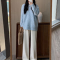 High Waist Drape Black Straight Loose Casual Pants Trousers