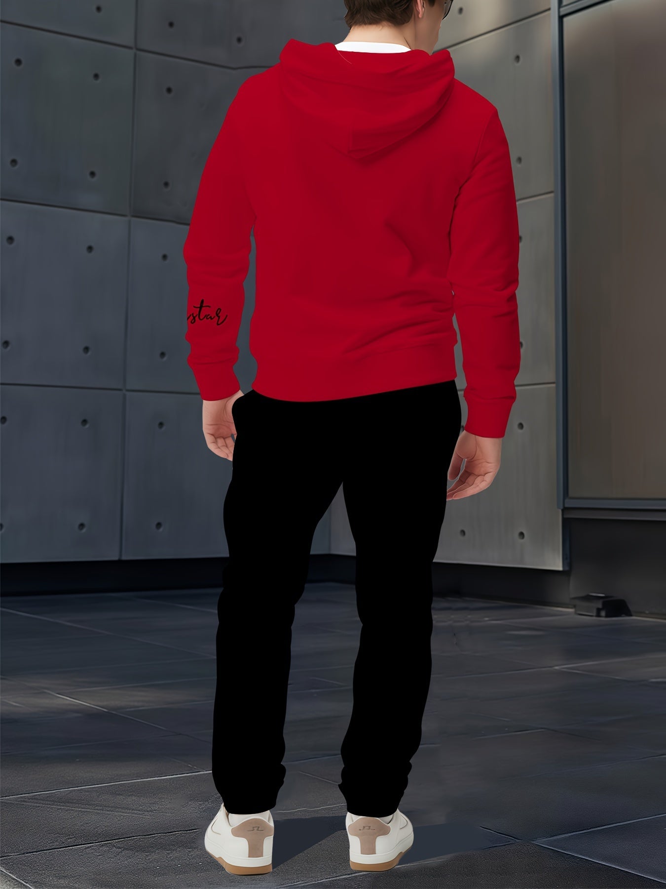 Completo sportivo casual da uomo Valstrend con stampa New York 23, felpa con cappuccio e pantaloni abbinati, maniche lunghe, tessuto stretch.